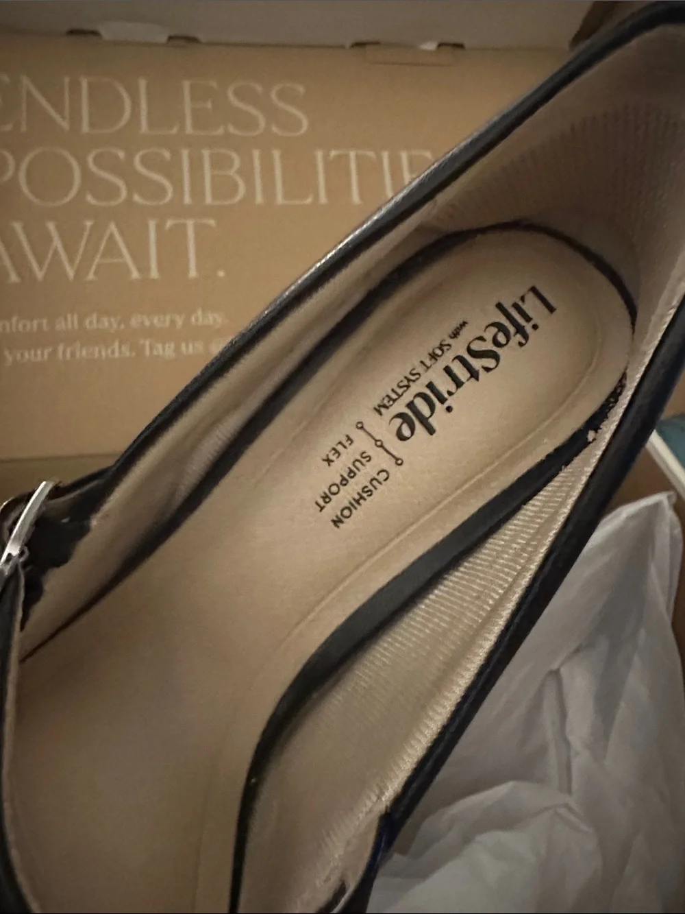 Life Stride Black Double-Strap Block Heel Mary Jane